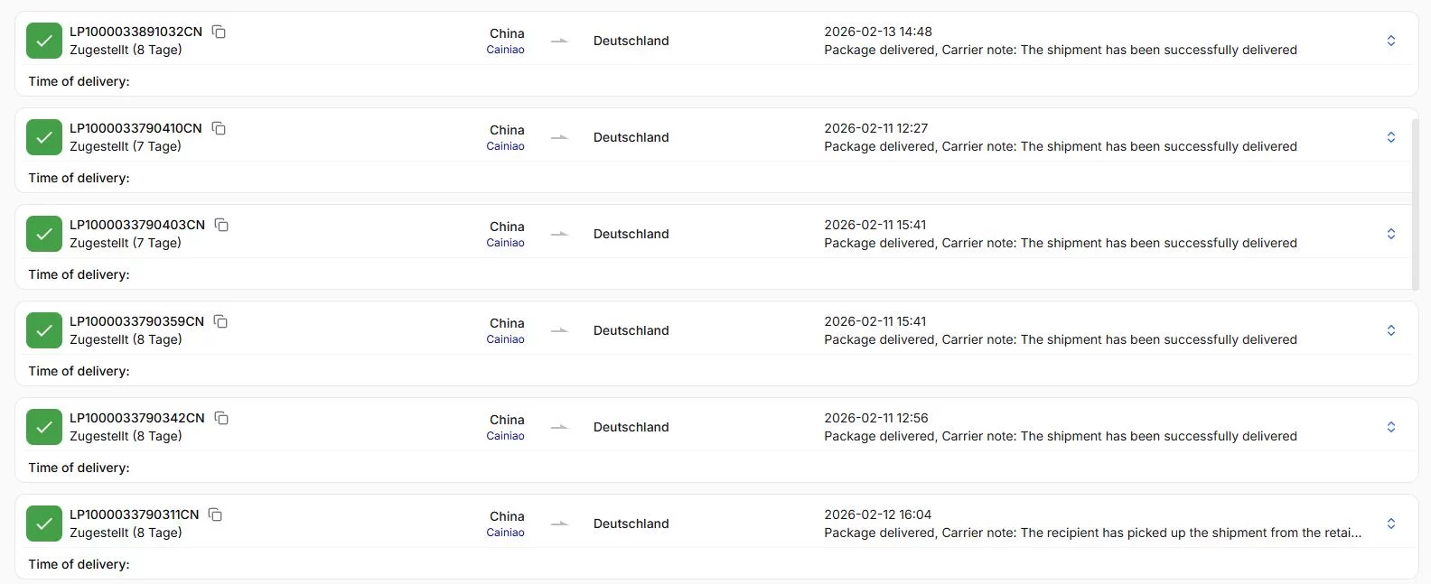 Logistiknachweis Deutschland B