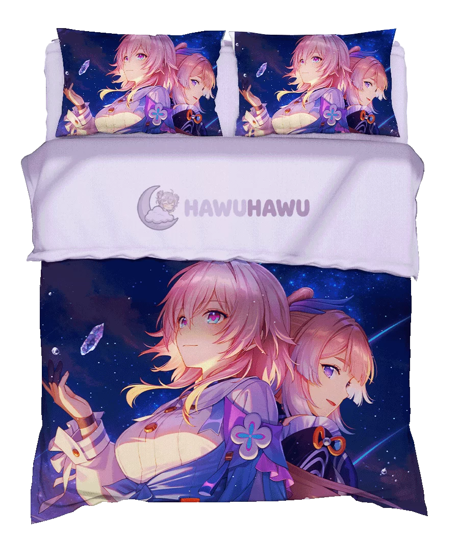Sangonomiya Kokomi Genshin Impact Bettwäsche Set 4-teilig HD Print - HaWuHaWu