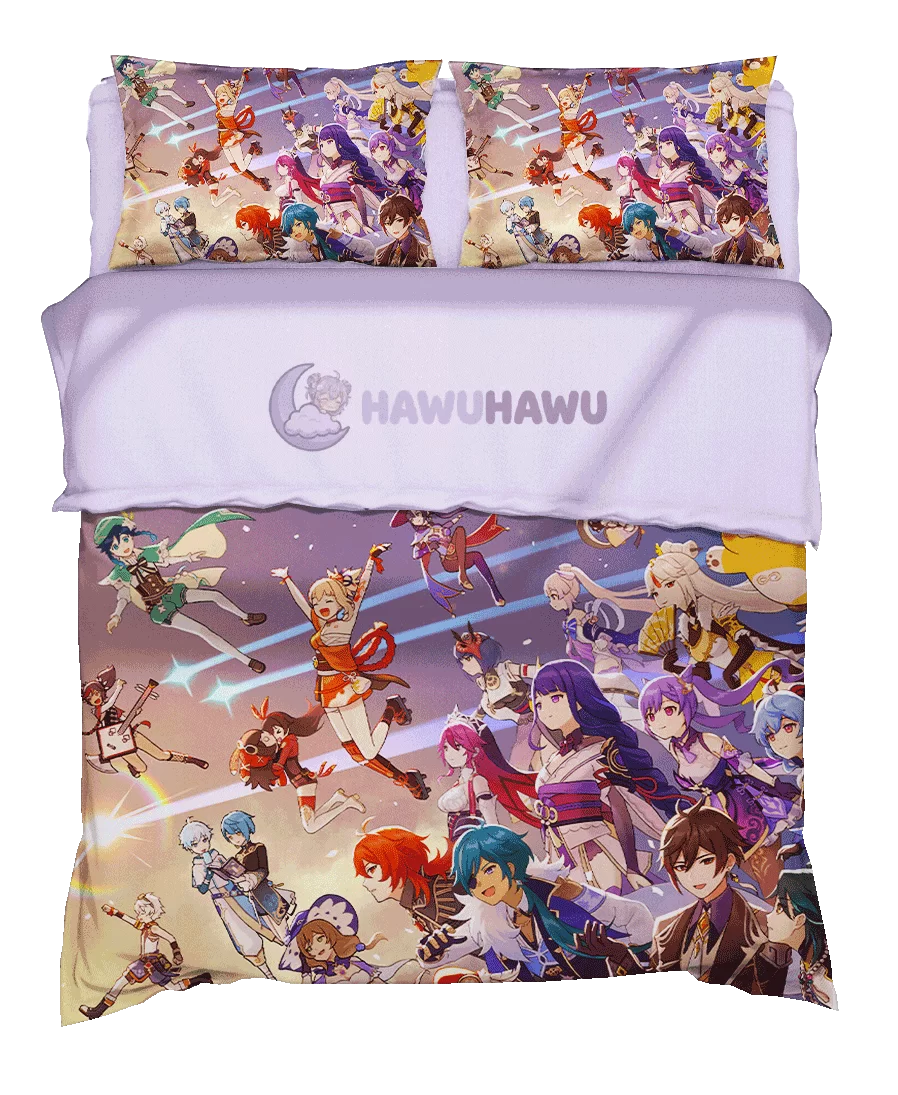 Raiden Shogun & Yoimiya Genshin Impact Bettwäsche Set 4-teilig HD Print - HaWuHaWu