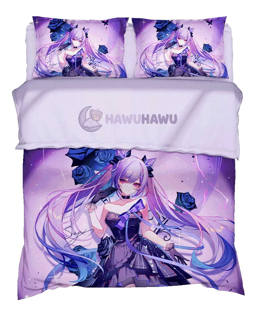 Keqing Genshin Impact Bettwäsche Set 4-teilig HD Print - HaWuHaWu