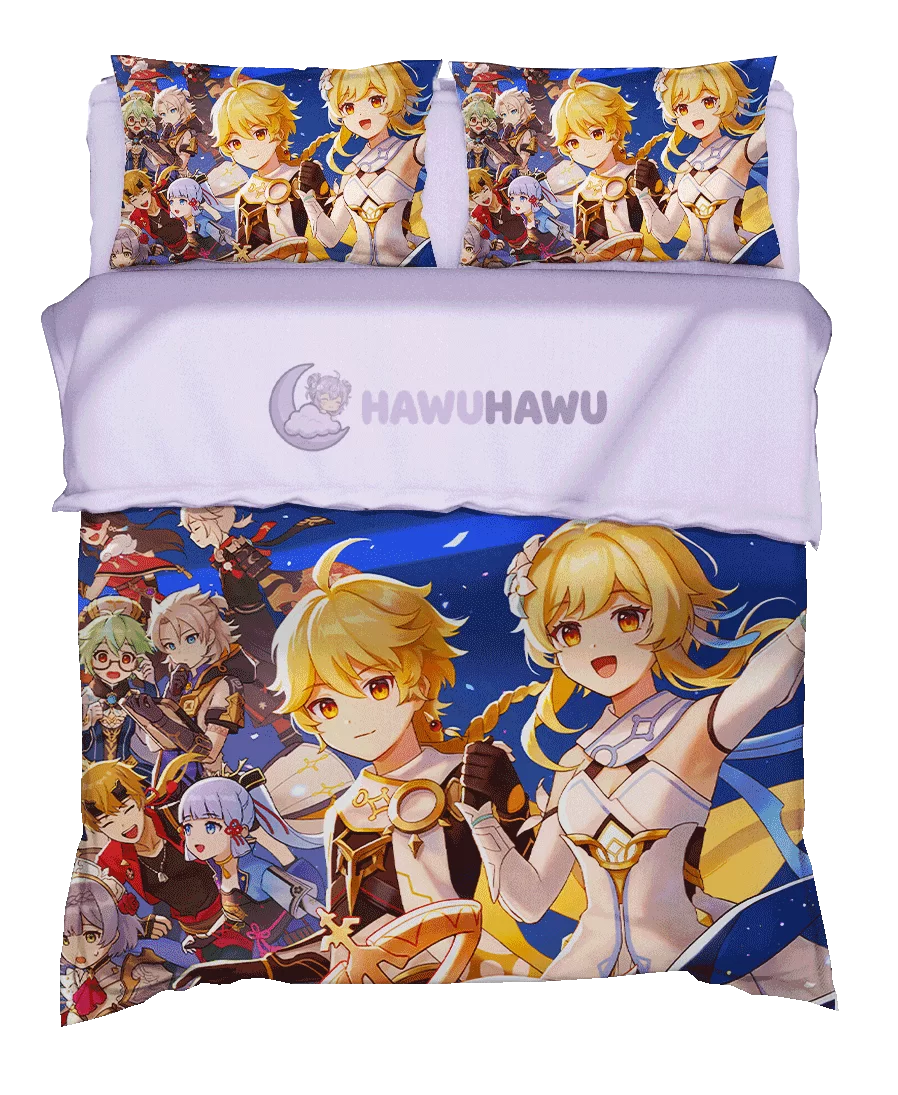 Lumine Genshin Impact Bettwäsche Set 4-teilig HD Print - HaWuHaWu