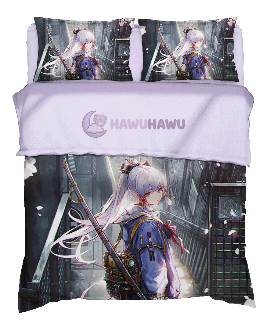 Kamisato Ayaka Genshin Impact Bettwäsche Set 4-teilig HD Print - HaWuHaWu