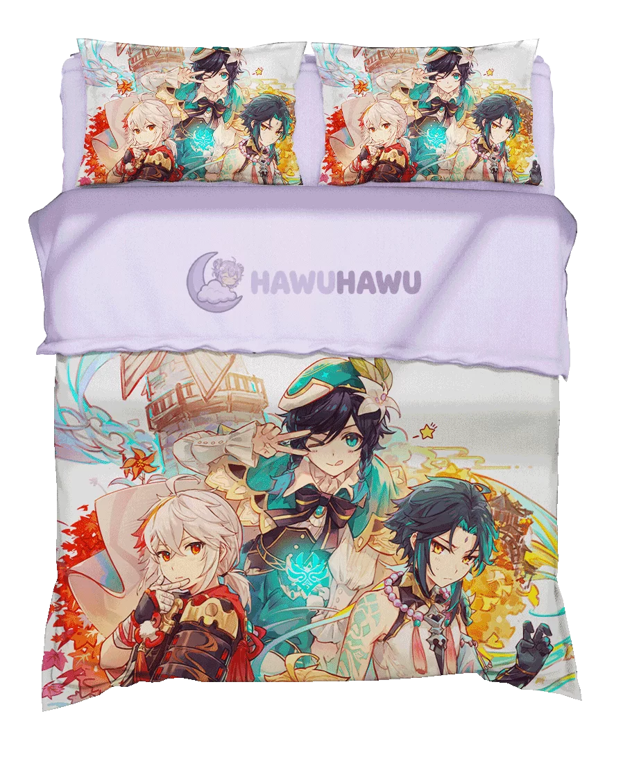Venti & Xiao Genshin Impact Bettwäsche Set 4-teilig HD Print - HaWuHaWu