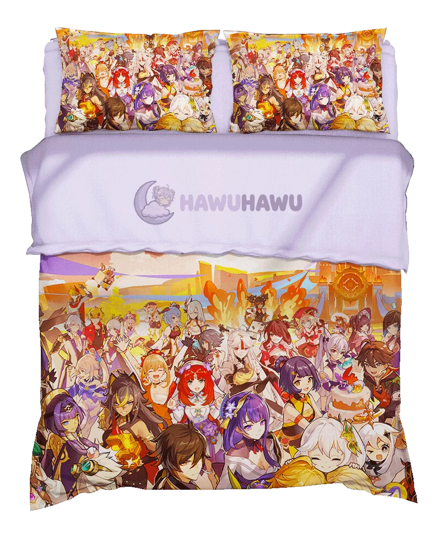 Raiden Shogun&Nilou Genshin Impact Bettwäsche Set 4-teilig HD Print - HaWuHaWu