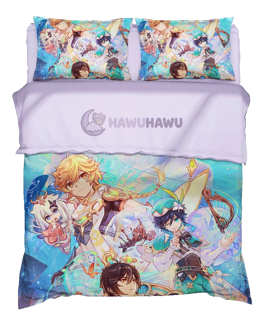 Venti Genshin Impact Bettwäsche Set 4-teilig HD Print - HaWuHaWu