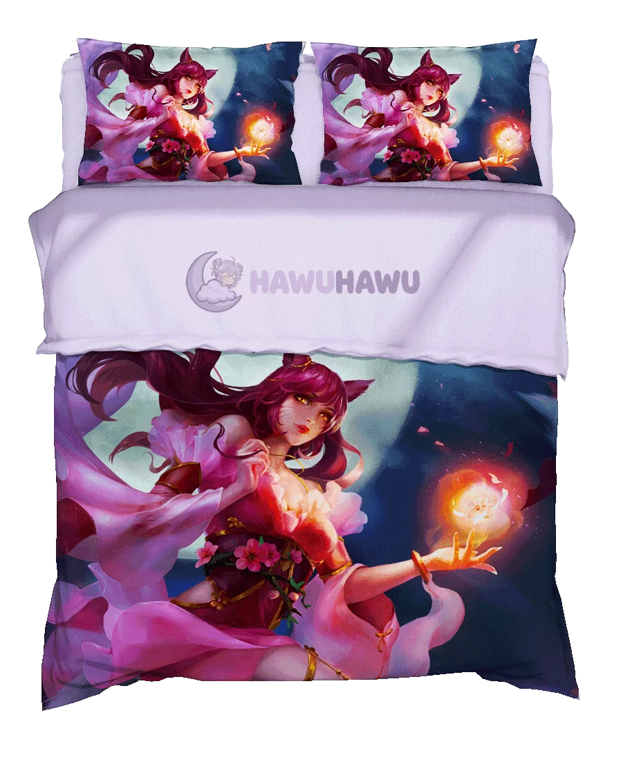 Ahri League of Legends Bettwäsche Set 4-teilig HD Print - HaWuHaWu