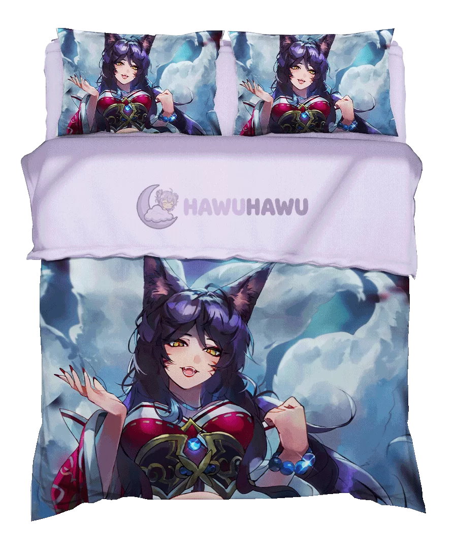 Ahri League of Legends Bettwäsche Set 4-teilig HD Print - HaWuHaWu