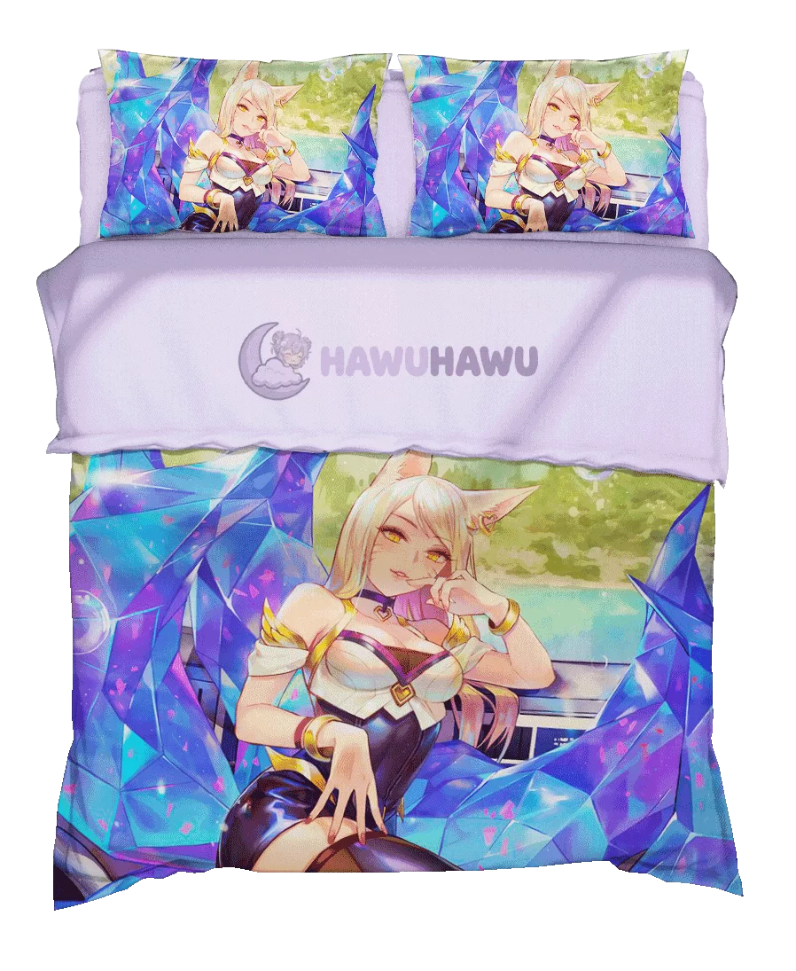 Ahri League of Legends Bettwäsche Set 4-teilig HD Print - HaWuHaWu