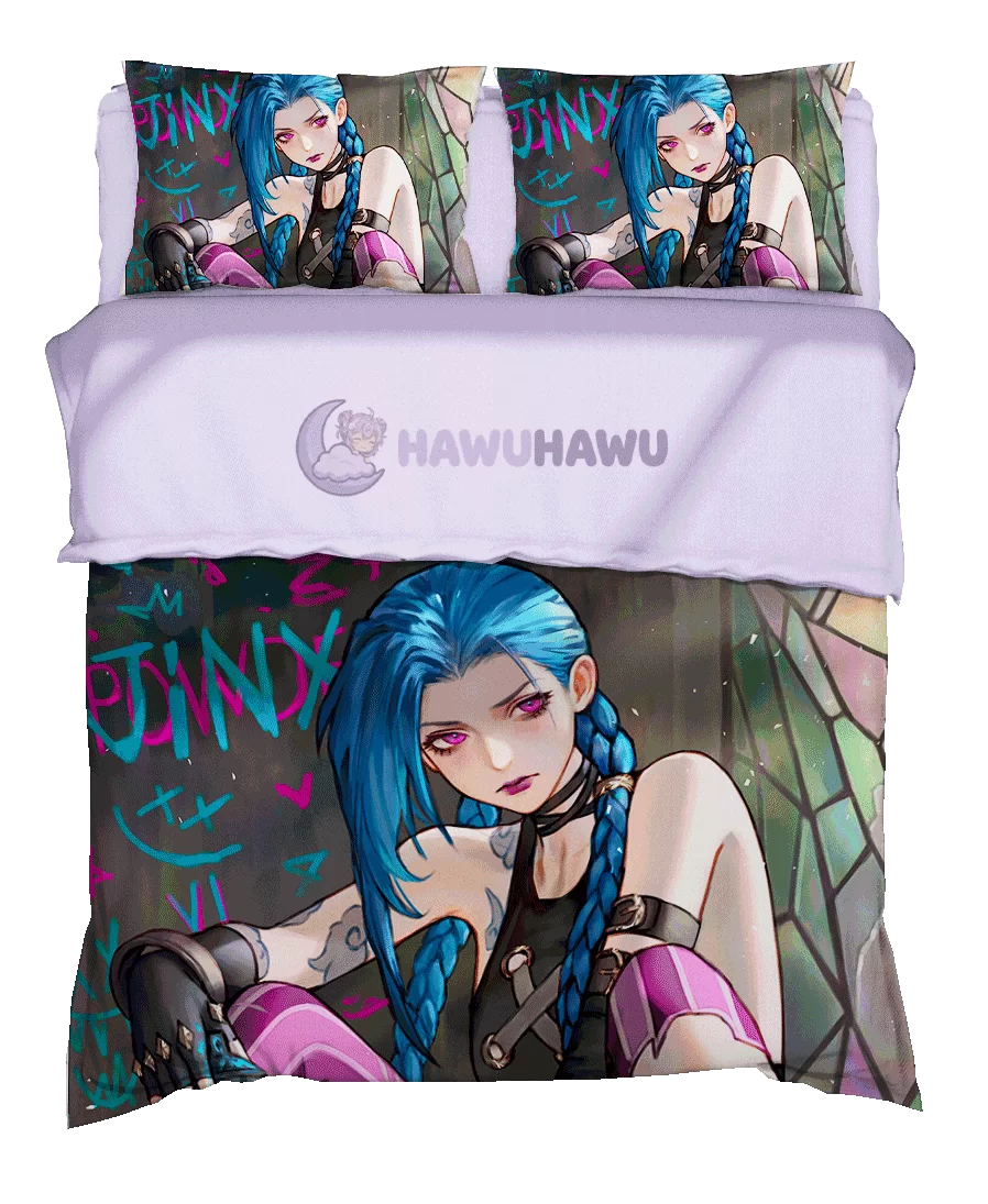 Jinx League of Legends Bettwäsche Set 4-teilig HD Print - HaWuHaWu