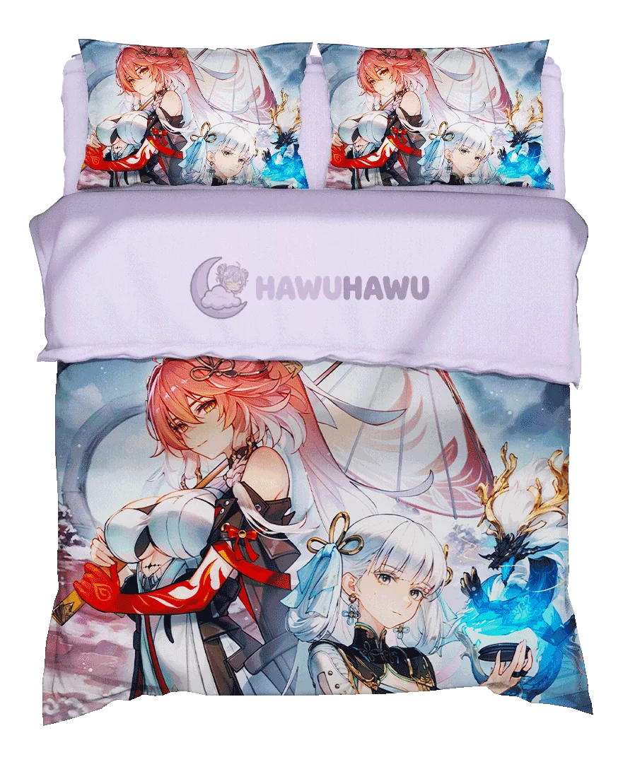 Jinhsi&Changli Wuthering Waves Bettwäsche Set 4-teilig HD Print - HaWuHaWu