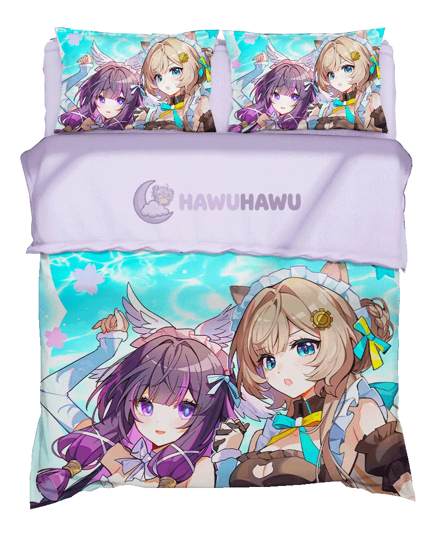 Columbina&Sandrone Genshin Impact Bettwäsche Set 4-teilig HD Print - HaWuHaWu