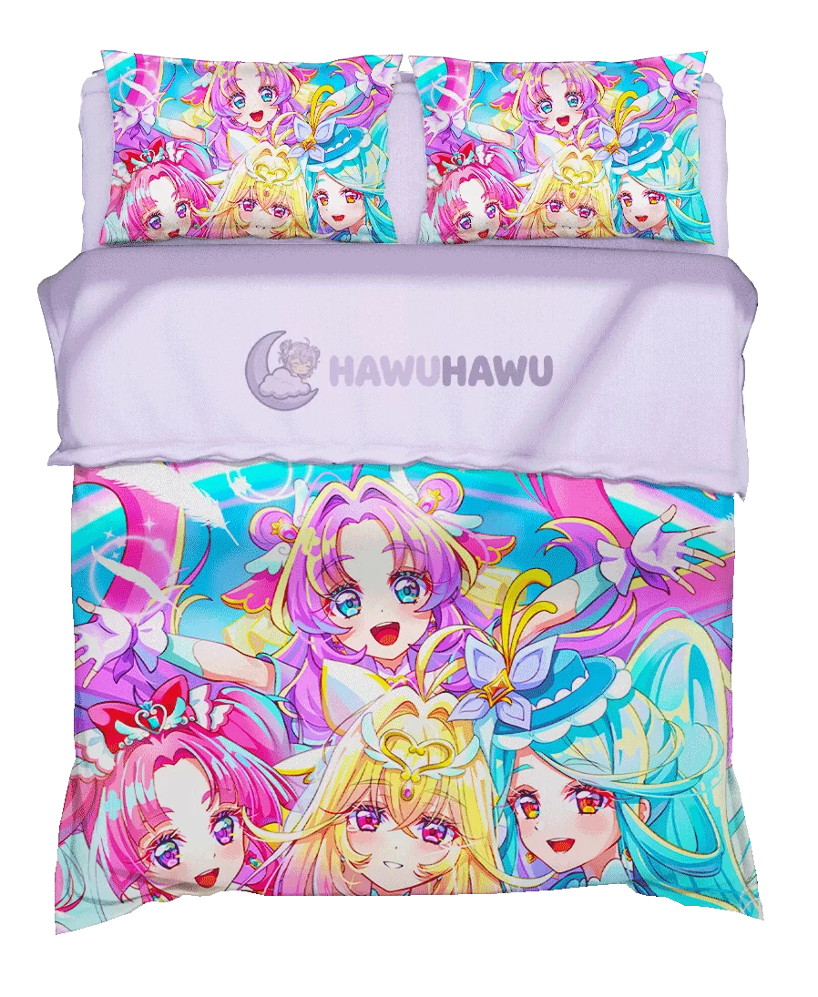 Cure Answer&Cure Mystique&Cure Eclair Star Detective Precure! Bettwäsche Set 4-teilig HD Print - HaWuHaWu